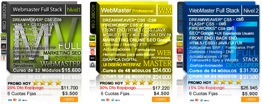 cursos de diseño web - completos webmaster 